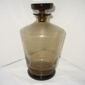 Vintage Tinted Dark Amber Glass Wine Decanter
